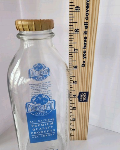 Promised Land Dairy 32 Oz Square Glass Milk Bottle With Lid Floresville Texas - Picture 7 of 8