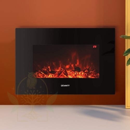 Devanti Electric Fireplace Fire Heater 2000W Black - Picture 7 of 7
