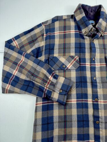 Vtg Swanndri Wool Flannel Shirt Jacket Blue Brown Red New Zealand Bush L RARE - Picture 3 of 11