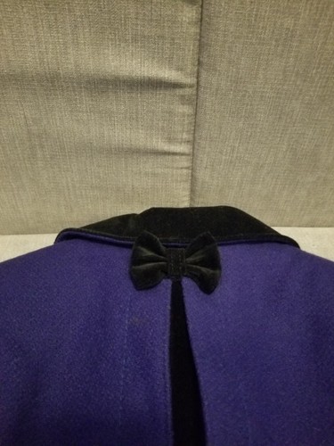 Rothschild Girls' Blue Wool Dress Coat Velvet Trim VTG 70s 80s ILGWU NO SIZE TAG - Picture 7 of 15