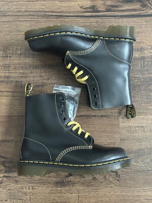 Dr. Martens 1460 Pascal Boots 'Black Yellow' (size wmns 7)