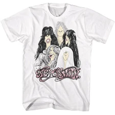Aerosmith Band Caricature Drawing Men's T Shirt Rock Band Music Merch