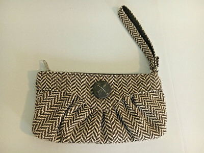 Aeropostale Clutch Wristlet Brown & Beige Woven Knit Fabric