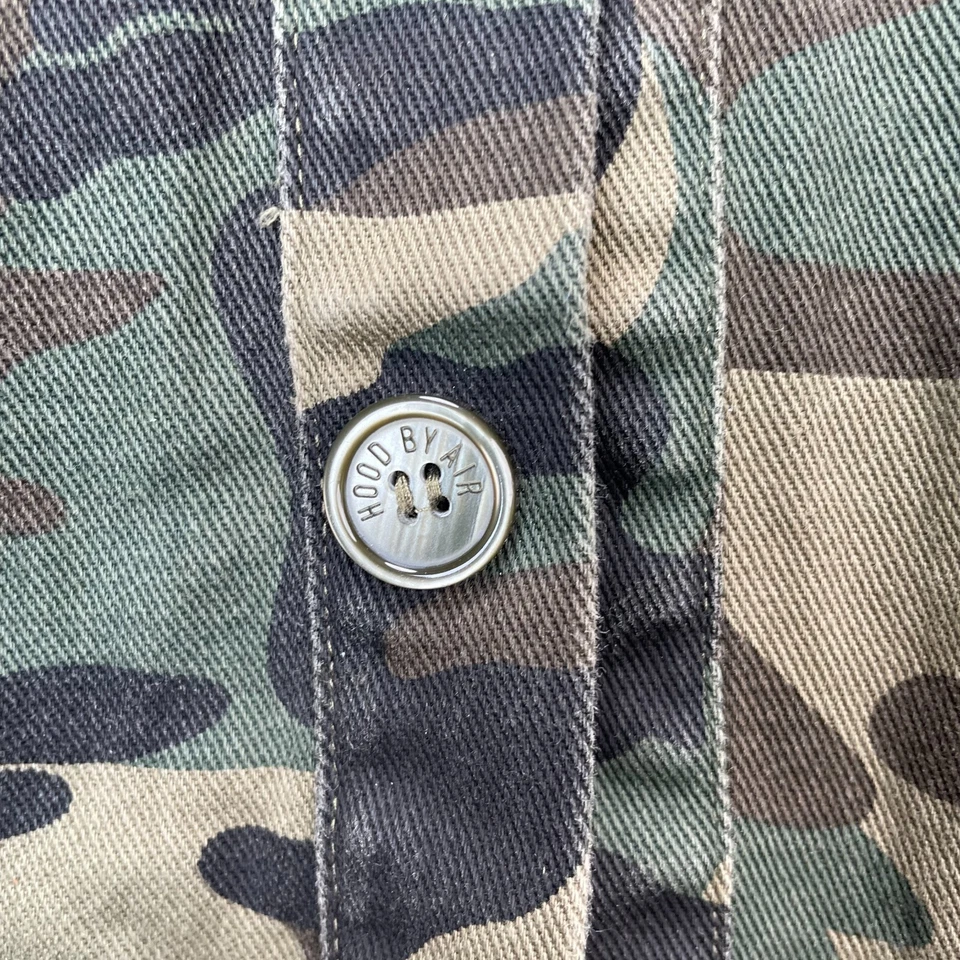 Chaqueta Hood By Air Hombres Pequeña Verde Camuflada Abrigo Mangas Desprendidas Lona Ejército HBA Foto 4 de 4