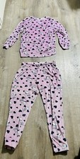 RARE Munki Munki Peanuts Womens M Long Sleeve Plush Fleece Pajama Set Snoopy EUC