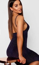 *NEW* Glitter Ruched Back Midi Dress Black with Red Glitter Size 14 Boohoo