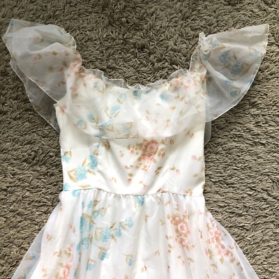 strapless open back dress A-Line Square Neck Blue Floral Printed Satin Long Prom Dress  luladress
