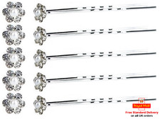 Diamante Pearl Crystal Flower Hair Pins Bobby Clip Grip Wedding Bridesmaid Prom