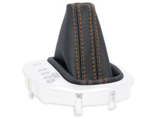 SCHALTMANSCHETTE FUR VW TOURAN DSG automatik 03-15 SCHALTSACK LEDER NAHT ORANGE