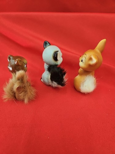 Vtg Enesco Ceramic Porcelain Raccoon Squirrel Bunny Figurine Fur Japan Kitschy - Picture 8 of 12