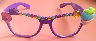 Girl's Easter Costume Glasses With Colorful Rhinestones Clear Plastic Lenses  