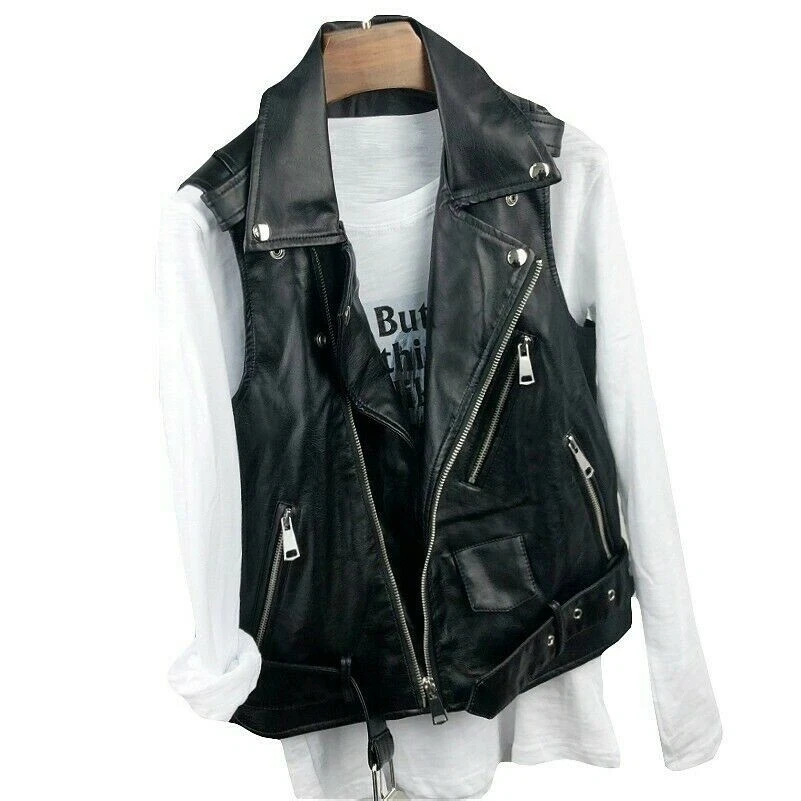 Veste en cuir femme sans manche new arrivals