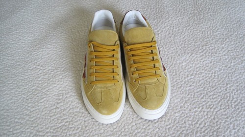 NIB SALVATORE FERRAGAMO BORG 12 Sz 7.5 M Men's Sneakers yellow Mustard Suede - Picture 3 of 15