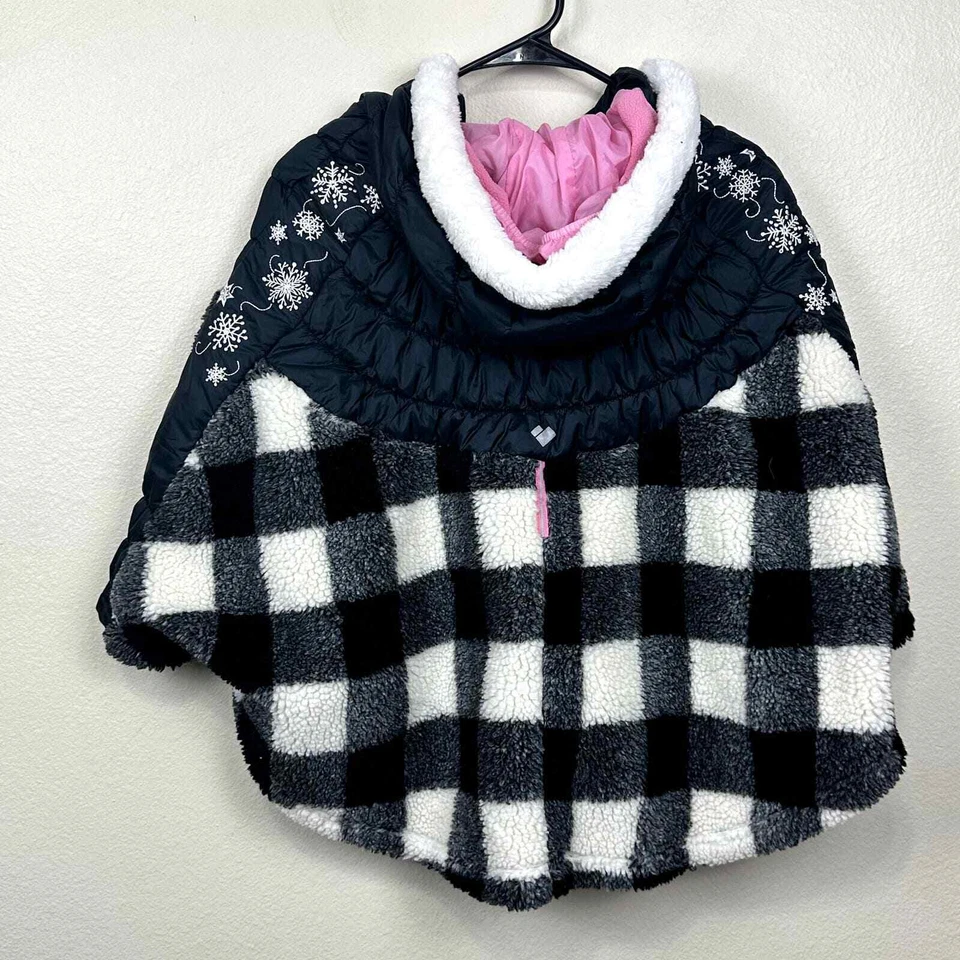 Obermeyer 女孩黑色格子套衫绝缘滑雪帽衫 Minuet Cape 尺寸 XL — 第 3/4 张图片