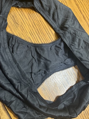 Bragas de encaje de bikini negras Vanity Fair de colección refuerzo ancho años 60 - Imagen 5 de 6
