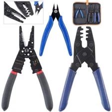 3pcs Crimper Pliers Wire Stripper Automotive Open Barrel Wiring Terminals Plug