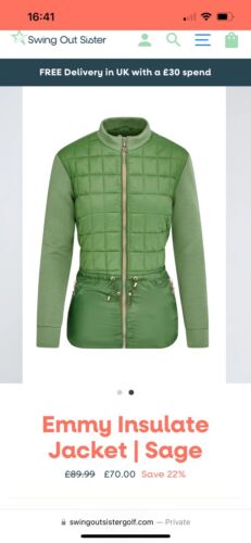 Swing Out Sister Golf Emmy Damen isolierende Jacke salbei Small UK - Bild 3 von 5