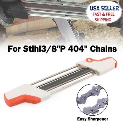 2 in 1 Easy Chainsaw File Chain Sharpener Kits 7/32 5.5mm For Stihl 3/8''P 404''
