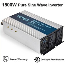 48V to 120V Pure Sine Wave Inverter 1500W Power Car Home Solar System Camp Motor