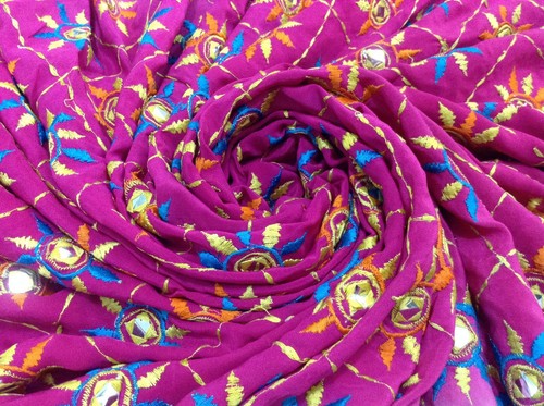 Om Vintage Indian Sari Art Silk Hand Embroidered Blue Saree Fabric Y11378 - Picture 8 of 12