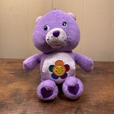 2003 Care Bears 9" Harmony Bear Plush Stuffed Toy Rainbow Flower Purple Bear