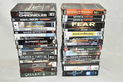 PC Vintage Video Game Mega Lot 100 Games Some w/ Boxes / Sealed Shooter/RPG/Adv