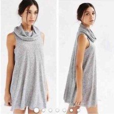 Urban Outfitters Dress XS BDG Ribbed Cowl Neck Sleeveless Grey Knit Shift Dress