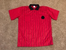 High Five Mens 2XL Red Black Stripe Soccer Referee Jersey Shirt
