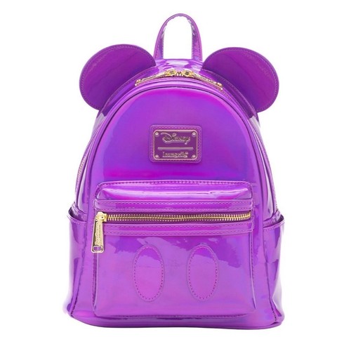 NWT Loungefly Disney Holographic Amethyst Purple Shimmer Mickey Icon Backpack - Picture 4 of 14