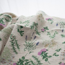 Cotton Fabric by the Yard Triple Gauze Fabric 55" Wide SG Floral Gauze - Herb