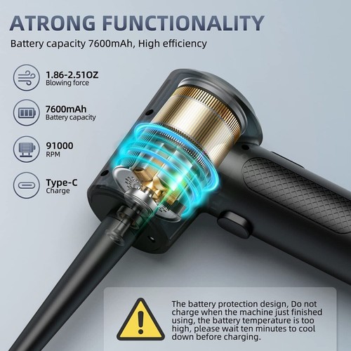 New 55000RPM Electric Cordless Mini Air Duster Blower for Computer Car Cleaning - Afbeelding 8 van 18