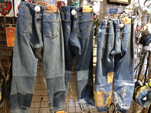 Random Vintage Upcycled Levi's Up & Down Jeans Recycled Mixed Colours Unisex - Picture 4 of 13