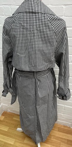 New Next Coat Black & White Gingham Check Long Mac Trench Jacket UK 14 RRP £90 - Picture 6 of 8