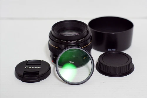 Canon EF 50mm f/1.4 with UV Filter and Hood