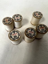 Six vintage wood spool J&P Coats thread Best Six Cord white unused  40 yds ea.