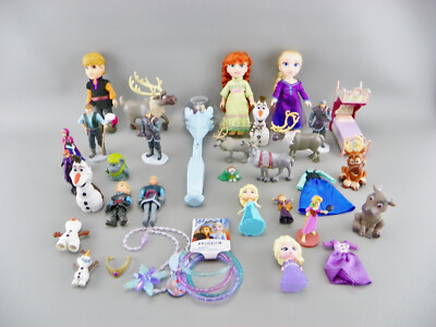Disney Frozen Wand Jewelry Dolls Figures Arendell Castle Furniture Lot Anna Olaf