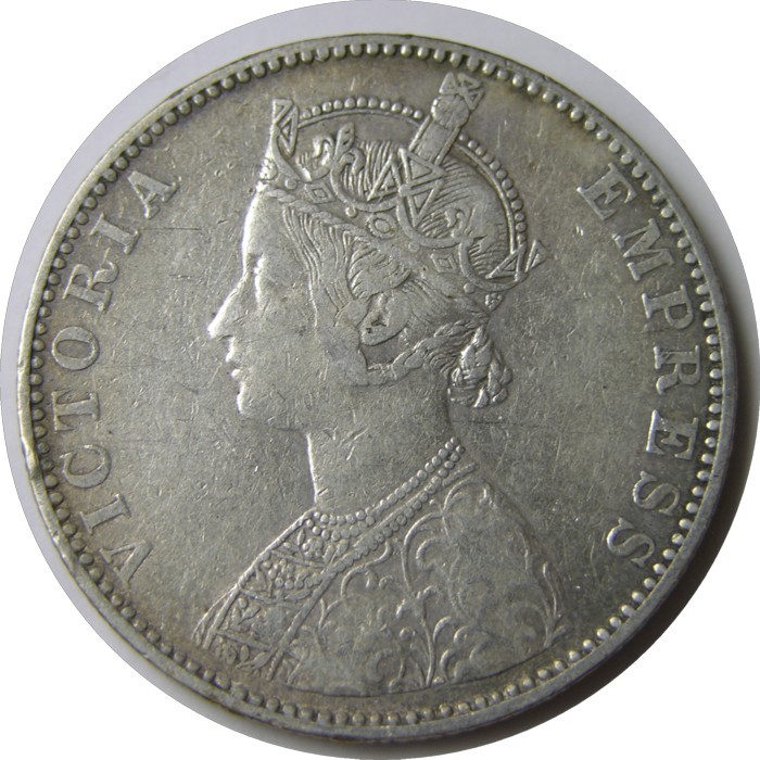elfj India Bikanir State 1 Rupee 1892 Silver Victoria