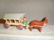 Altes Fuhrwerk, Miniatur Holzspielzeug, Zinnr&auml;der, Erzgebirge, 9,5 cm, TOP