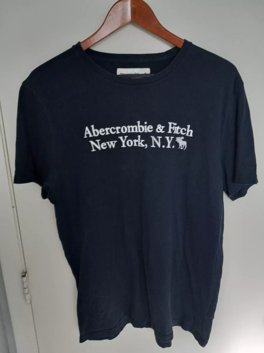 Abercrombie Fitch Mens T Shirt XL Blue Soft A F Tee Embroidered