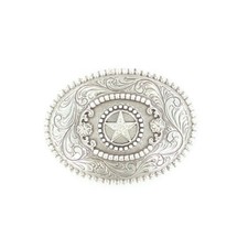 Nocona Silver Star  Filigree Swirl Oval Belt Buckle 3756844