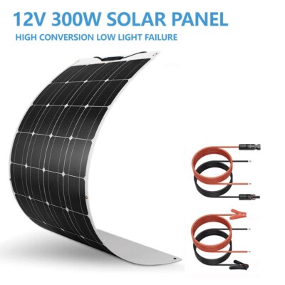Flexible Solar Panel Kit Portable Boat RV Camping Power Battery Charge 300W 12V