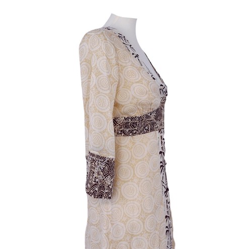 Central Park West Dress Silk Blend Yellow V Neck Fit and Flare Kimono Small - Picture 4 of 9