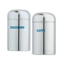 Set 2 Barattoli da cucina in acciaio 1 kg Zucchero + Caffe'