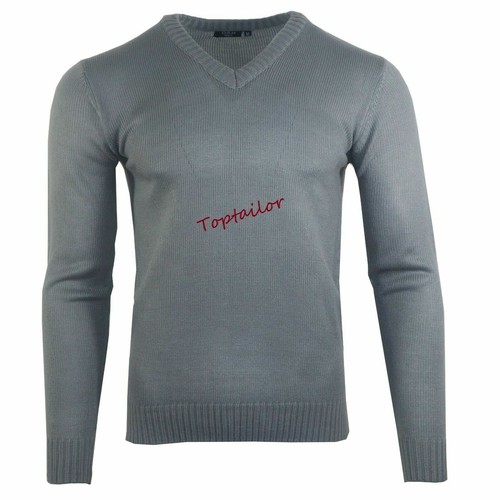 Sudadera para hombre Prendas tejidas Suéter Jumper Pulóver Cuello en V Mangas Largas Top 605 - Imagen 6 de 10