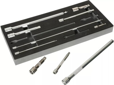 Halfords Advanced 10 Stück Wobble Extension Bar Set 1/4 3/8 1/2 + Modular Tray