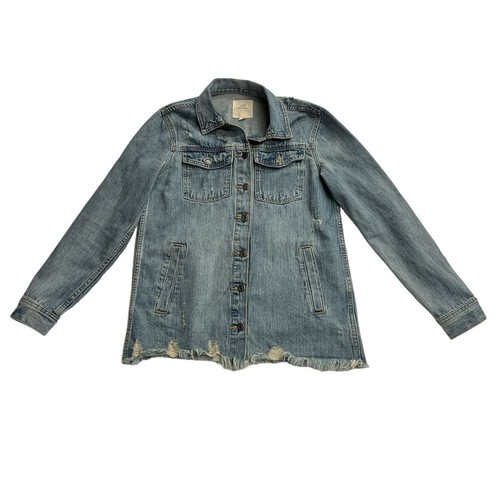 Thread & Supply Women's Villa Denim Jacket Size XS Medium Wash Blue Distressed - Picture 9 of 16