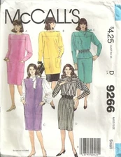 MCCALLS 9266 MISSES' SZ 10-12 DRESS, TUNIC, TOP/JUMPER, SKIRT SEWING PATTERN VTG