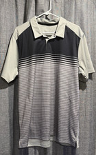 Oakley Hydrolix Polo Shirt Men XL Gray/Black Striped 100 Polyester