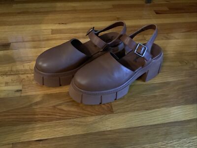 Free People Brown Slingback Platform Heels Size 37.5 | eBay