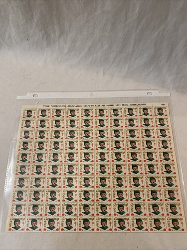 1953 Sheet of 100 Tuberculosis Stamps Never Used - Picture 2 of 3
